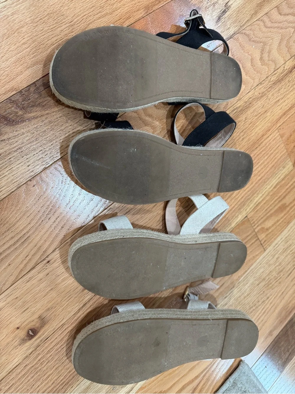 Pair of Casual Espadrille Sandals - Black and Light Beige (worn a few times)